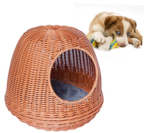 Totority Willow Round Nest for Cats Dogs Cooling Dog House Pp Resin Easy to Clean