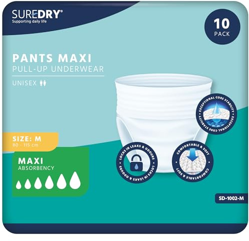 SureDry Unisex Pants Maxi - Size Medium - Adult Disposable Protective Pull Up Pants for Heavy Incontinence (1)