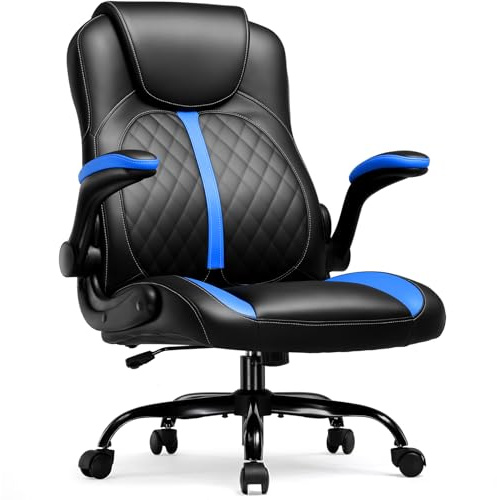 GTPLAYER Silla Gaming con Reposabrazos Elevables – Silla de juego ergonómica con función basculante – Asiento para PC Gaming de espuma de alta densidad, soporta 150 kg, Azul