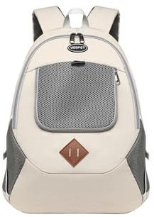 Galatée Katzenrucksack, Hunderucksack-Tragetasche Für Katzen Und Welpen, Belüfteter Haustier-Rucksack Zum Wandern, Camping, Von Fluggesellschaften Zugelassener Katzenrucksack(Weiß)