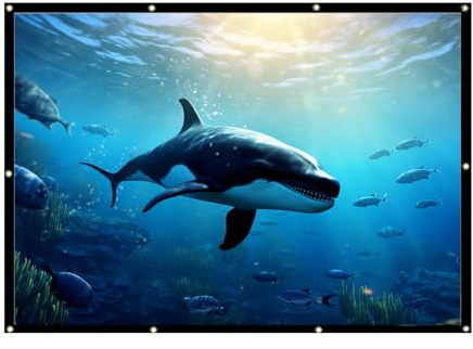 Pantalla de proyección para exterior y exterior, pantalla de poliéster de 60 a 120 pulgadas, resistente al agua, resistente a los rayos UV, con marco elástico para una reproducción clara de imágenes