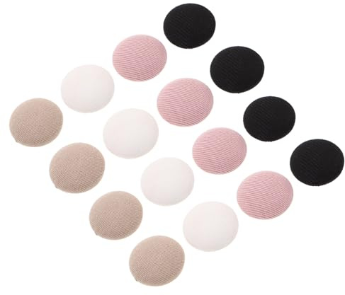 Warmhm 32pcs Cloth Covered Baseball Hat Buttons Snap Fastening Cap Top Replacement for Hat Repair No Sewing Metal Caps Button Black Khaki White Light Pink