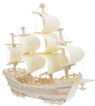 FUTUREORYY Selbstgemacht Holzpuzzle Segelschiffmodell Bausatz 3D Holzschiff Puzzle Für Erwachsene Und Kinder Nautisches Ozean Dekor