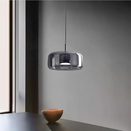 MyLjp Hängande Lampa Matbord Modern Pendellampa LED Hängande Glas Hängande Lampa Höjdjusterbar För Matbordslampa Vardagsrum Kök Och Sovrum Bar Ljuskrona(Gray,B-33cm)