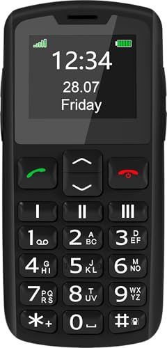 Beafon, SL230 Silver Line mobiltelefon för seniorer med nödsamtalsknapp, mobiltelefon med knappar, 1,8 tum (4,52 cm) färgskärm, stora siffror, utan strömkabel