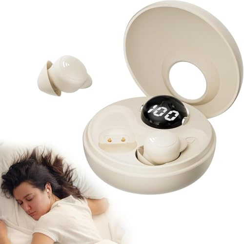 sunvito Sleep Earbuds for Side Sleepers, Mini Invisible Wireless Bluetooth 5.3 Micro Sleep Headphones, Hidden Earbuds for Small Ears Sleeping, Working, Hiking, Exercise(Beige)