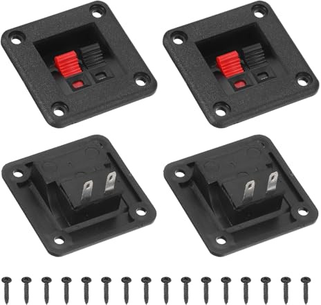 sourcing map WP2-5 - Morsetto quadrato per casse acustiche, 2 vie, presa jack nera e rossa, clip di connessione a molla per subwoofer fai da te, auto, casa, confezione da 4