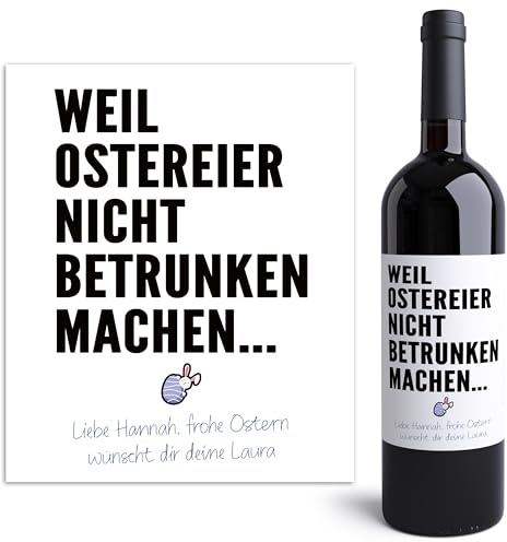 Geschenk Ostern Weinetiketten personalisiertes Ostergeschenk Erwachsene Flaschenetiketten selbst gestalten Wein Etiketten 2 Stk. | 10x12 cm