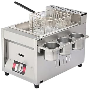 Friteuse à Gaz Professionnelle Friteuse Inox Professionnelle, Friteuse Gaz De Comptoir Avec Une Ou Deux Cuves, Chauffage Rapide Et Rendement élevé Pour Cuisine(1 tank)
