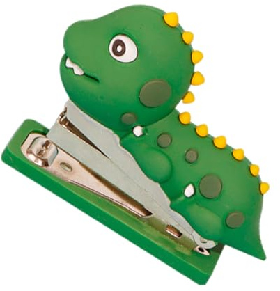 Luxshiny Pinzatrice da Ufficio Mini in Silicone e Acciaio Inox a Forma di Dinosauro, Spillatrice Carina Decorativa per Scrivania, Cucitrice Portatile per Casa e Lavoro