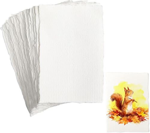 30 Stück Büttenpapier A6 Handgefertiges Weiße, Aquarellpapier Strukturpapier, Baumwollpapier Dickes 300 GSM, Mixed-Media Dickes Papier