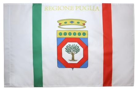 AZ FLAG Drapeau Pouilles 150x90 cm Drapeau Italien Polyester 100D Fourreau | Usage intérieur et extérieur Drapeau décoratif Puglia coutures doubles et bords renforcés avec fourreau pour mât