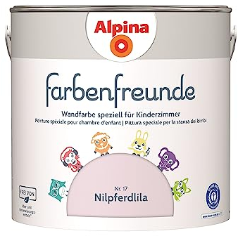 Alpina Farbenfreunde – Nr. 17 Nilpferdlila – Wandfarben speziell für Kinderzimmer – frei von konservierungs- und lösemittelfrei – für ein gesundes und behagliches Raumklima – 2,5L