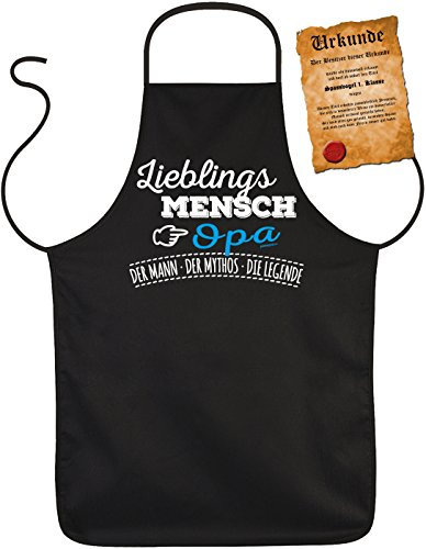 Opa Schürze - Sprüche Kochschürze Großvater : Lieblingsmensch Opa ... Die Legende -- Geschenk Grillschürze Geburtstag Opa + Urkunde