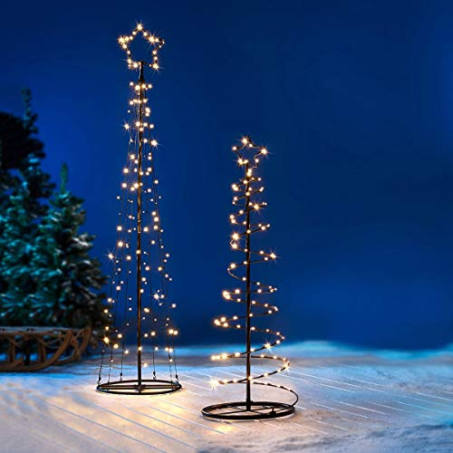 LED Spiral-Lichterbaum aus Metall mit 100 LED/warm-weiß / 120 cm hoch/Ø 40 cm/Christbaum/Weihnachtsbaum für Innen und Außen
