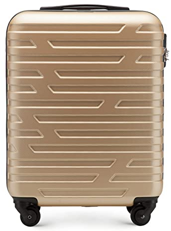 WITTCHEN A-line II Kabinengepäck Kabinenkoffer Handgepäck Rollkoffer Reisekoffer Bordkoffer Hartschale ABS Hochwertiger und Stabiler Größe S Gold Lufthansa/Eurowings/Ryanair/Condor/Discover Airlines