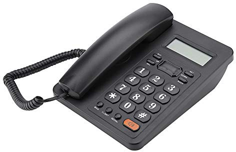 ASHATA Schnurgebundes Telefon, LCD Display Analog Telefon DTMF/FSK-Dualsystem,Festnetztelefon Schnurgebundene Telefon mit Wahlwiederholung Flash-Funktion für Hause Büro