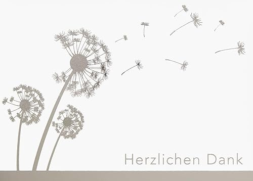 Perleberg Danksagungskarten Trauer 5 Stück - Trauerkarten mit Umschlag - Liebevolle Beileidskarten mit Umschlag - DankTrauerkarte - hochwertige Karten zur Trauer in 10,5 x 14,5 cm