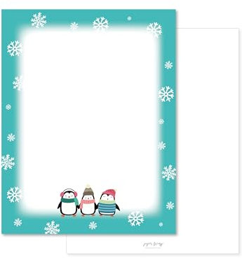 Paper Frenzy North Pole Penguin Trio Friends Holiday Christmas Letterhead Paper Pack of 75