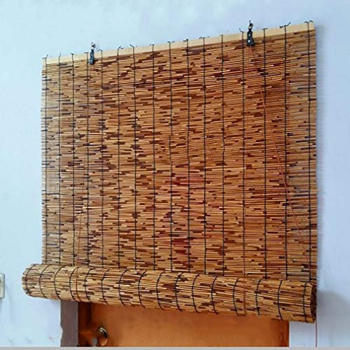 KDDFN Carbonization Bambusjalousien Schilf Vorhang,Retro Strohjalousien,Handgewebte Bambusrollo,für Türen und Fenster,Partition,Wanddekoration,mit Zubehör,Anpassbar (60x110cm/24x43in)