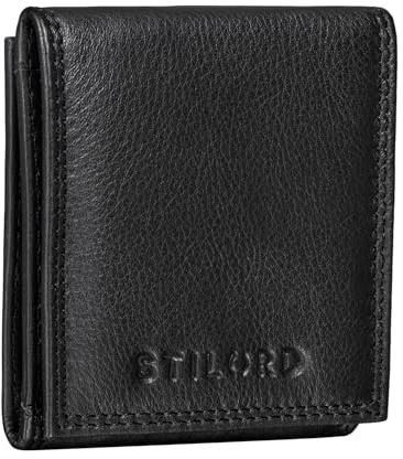 STILORD Cody Mini Portefeuille Cuir Vintage Porte-Monnaie Étui Pochette pour Monnaie pour Hommes Femmes en Cuir Véritable Couleur:Noir