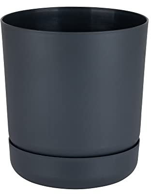 Satina - Vaso da fiori con piattini per interni, Ø 25 cm, colore: antracite