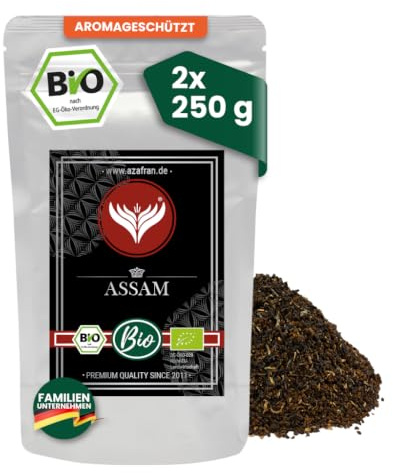 Azafran BIO Assam Schwarzer Tee lose English Breakfast 500g | Kräftig-malzig für klassische Teemischungen