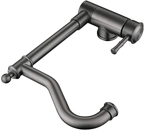 SJQKA Vorfenster Küchenarmatur,Wasserhahn Küche Umklappbar,Vorfenster Armatur Für Küche Mischbatterie Drehbar,Hergestellt Aus Edelstahl 304 In Lebensmittelqualität (grau)