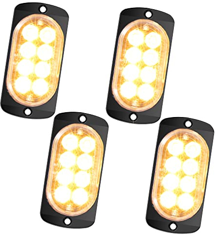 Biqing Feux de Penetrations LED, D'urgence Lumières Stroboscopiques Voyants D'avertissement Bar 12V 24V Feux Stroboscopique 18 Mode pour Voiture Camion Remorque Caravane (Jaune)