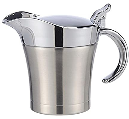 Lattiera Brocchetta in Acciaio Inossidabile a Doppia Parete in Acciaio Inox in Acciaio Inox a Doppia Parete in Acciaio Inox con beccuccio con Coperchio a Cerniera 304 in Acciaio Inox Bricco da Latte
