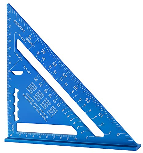DASHUAIGE Zoll-Dreieckslineal, Dreieckslineal, hochpräzises Dreieckslineal aus Aluminiumlegierung, Layout-Messwerkzeug für Ingenieure, Tischler, metrisch, blau