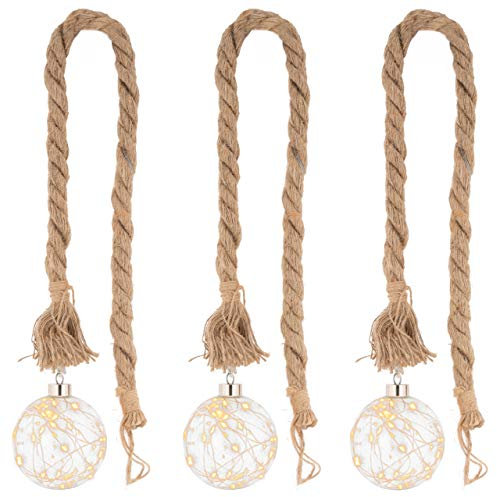 Nipach GmbH 3er Set LED Dekoleuchte „Kugel“ am Seil 20 LED warm weiß Glasfarbe klar Batterie Timer Weihnachtsdeko Deko-Seil Deko-Kugel Leuchtkugel Xmas