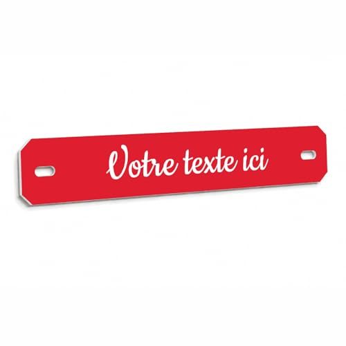 Mygoodprice Plaque Funéraire Gravée Personnalisée 1 à 2 Lignes 14x2,2cm Percée Autocollante Rouge