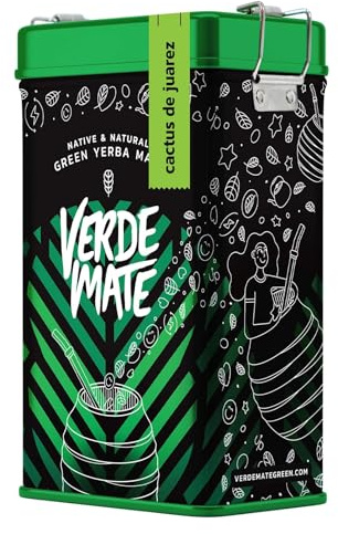 Verde Mate Green Cactus 0,5 kg | Yerbera | Boîte en métal avec distributeur | Fusion de yerba maté et de cactus | Goût delicat du figuier de Barbarie | Caféine naturelle | Thé du Brésil | 500g
