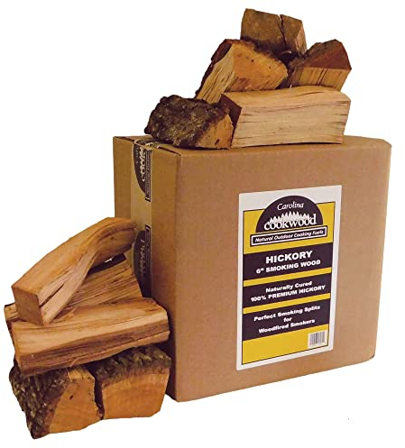 Carolina Cookwood Hickory Räucherholz Holzscheite für Holzbefeuerte und Holzkohle-Räuchergrills - Groß 15,2 cm Hartholzspalten 5,4-7,7 kg 790 cu. in Natürlich ausgehärteter Smoker