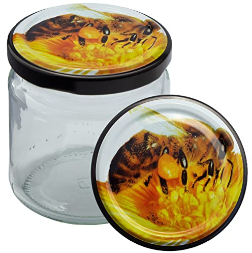 Imkado Twist-Off-Honiggläser (36 Stk) mit Metalldeckel (250g) (Deckel Biene)