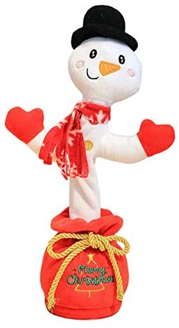 Jouet en Peluche Qui Danse Bonhomme de Neige Chantants Repete Parle Cactus Shake électronique Poupée de Noël Enregistreuse Jouets de Noël pour Enfants et Adultes , 32cm, Alimentation par Batterie