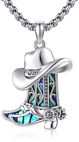 YAFEINI Chaîne de cowboy en argent sterling - Collier de cowgirl - Bijoux occidentaux - Cadeau pour homme et femme