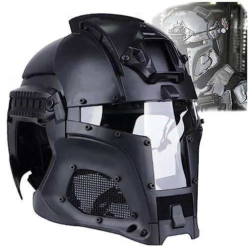 PERTID Taktischer Helm Im Mittelalterstil, Eisenritter Helm Mit Klappbarer Maske Und Schutzgitter, Airsoft Paintball Kriegsspiel Helm
