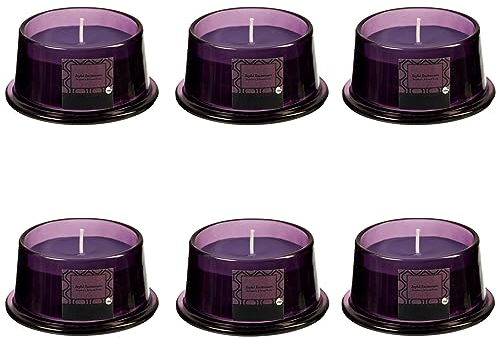 Duftkerze im Glas 6er-Set - Kerze, Advent, Hochzeit, Raumduft - Kein Ruß - Brenndauer: 15 Std. - viele Duftaromen – 9,2 x 4,8 cm (Lila - Duft: Erdbeere & Waldfrüchte)