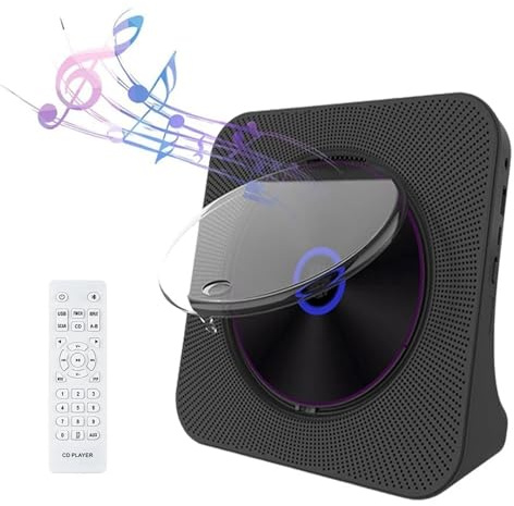 Portable CD Player, Desktop Personal Music MP3 Player Hifi Speaker with Bluetooth FM Radio Remote Controller, Support AUX/USB, Headphone Jack