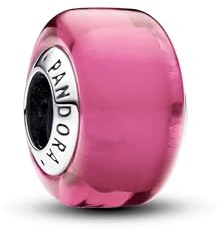 PANDORA Moments Rosafarbenes Murano-Glas Mini-Charm aus Sterling Silber, Kompatibel Moments Armbänder, 793107C00