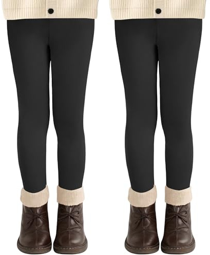 AMIYOYO Leggings Mädchen 2 Pack Leggings Kinder Sport Leggings für Mädchen Elastizität Sporthose Kinder Fitness Hosen Gymnastikhose Bequem Warm Tanzhose Basic für Girls