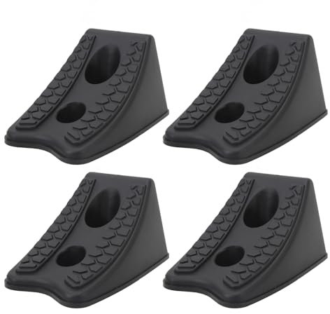 Unterlegkeile, 4er-Pack, Stapelbare, Robuste, Dreieckige Gummi-Radkeile, Schwarz, Rutschfest, Hohlradstopper für Wohnmobil, Anhänger, Wohnmobil, Auto, 20,3 X 11,9 X 11,9 Cm