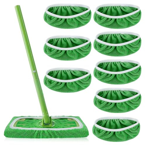 BNGXR Chiffons Réutilisables pour,Lingettes Reutilisable pour,8 pièces Serpillière Recharge Balai Vapeur,Mop Pads en Microfibres pour Nettoyer et frotter Les sols secs ou humides