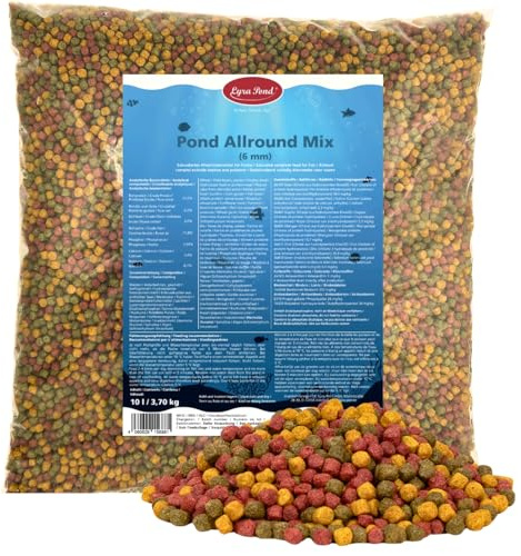 Lyra Pond® 10 L (3,7 kg) Pond Allround Koi Mix Fischfutter Teichfutter | Artgerechte Zusammensetzung für Teichfische - Proteinreich & mit Astaxanthin für kräftige Farben - Hoch verdaulich