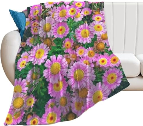 Kuscheldecke Flauschig Lila Blume 3D Decke 100x135 Chrysantheme Wohndecke Schönheit Weich und Warme Flanell Fleecedecke für Sofadecke Couchdecke Tagesdecke 4978m