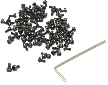 iexcell 100 Pcs M2 x 4mm Thread Pitch 0.4 mm Alloy Steel 12.9 Grade Hex Socket Head Cap Screws Bolts Kit, Black Oxide Finish