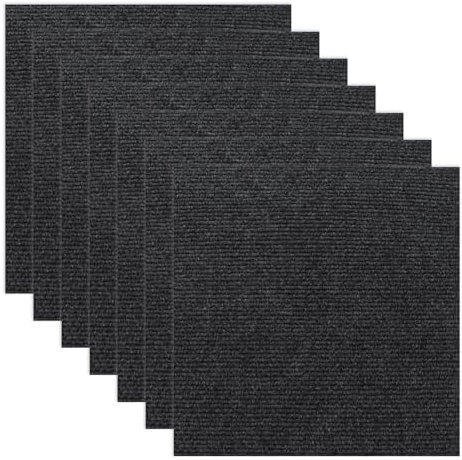 LDXDRU 50 Pack 12 x 12 Inch Carpet Tile Self Adhesive, Easy to Peel and Stick Floor Tiles, Dark Grey Non-Slip Floor Covering Carpet Tiles for Office Living Room Bedroom