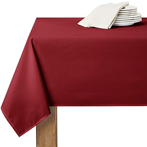 RYB HOME Tischdecke Abwaschbar 1 Stück H 300 x B 140 cm Rote Weihnachten Tischtuch Geburtstag Feier Tischwäsche Schmutzabweisend Wasserabweisend Eickig